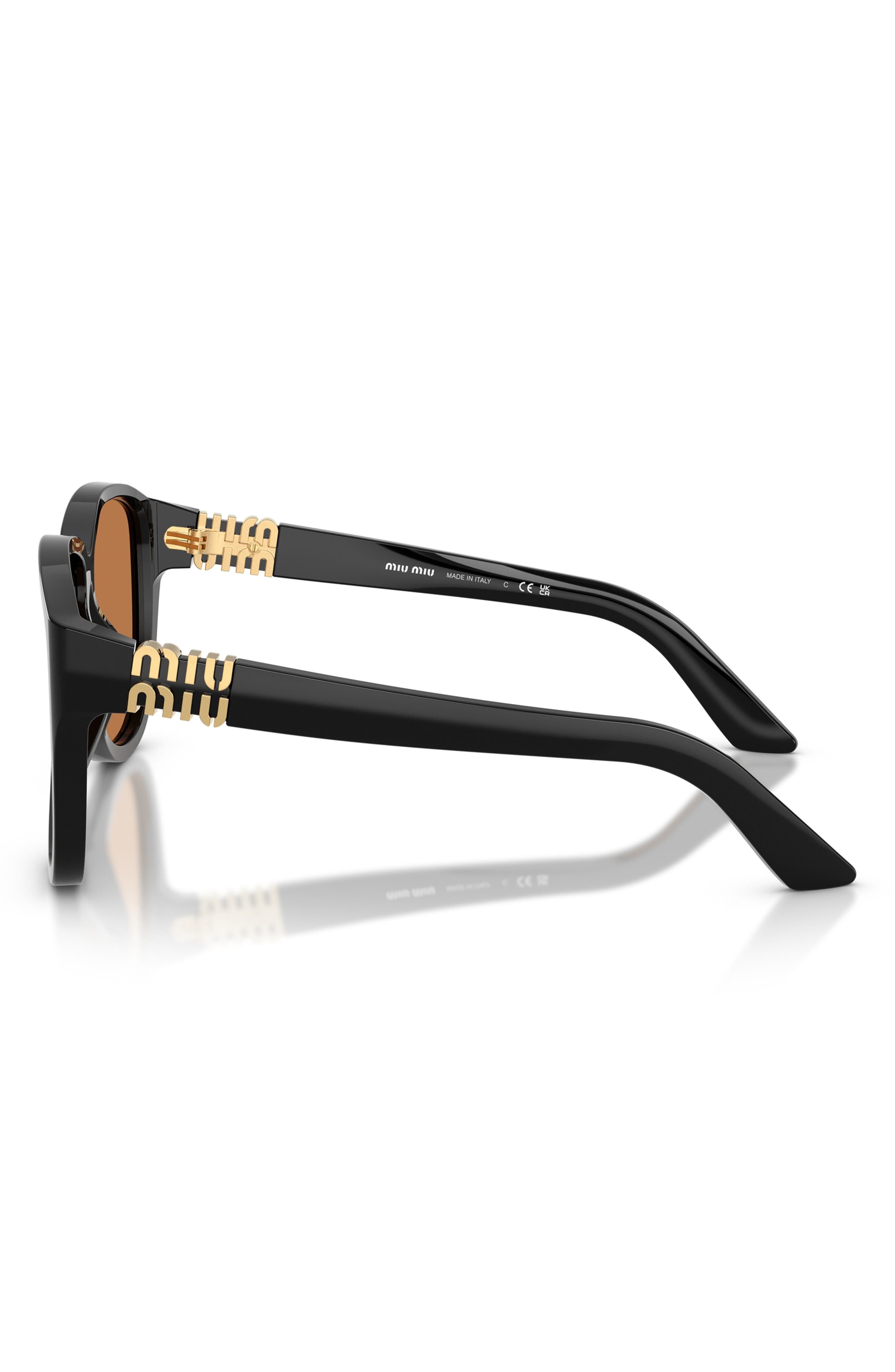 Miu Miu 61mm Pilot Sunglasses in Black/Brown at Nordstrom - 3