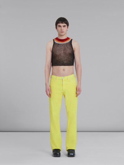 Marni YELLOW FLARED 5 POCKET TROUSERS IN FLOCKED DENIM outlook