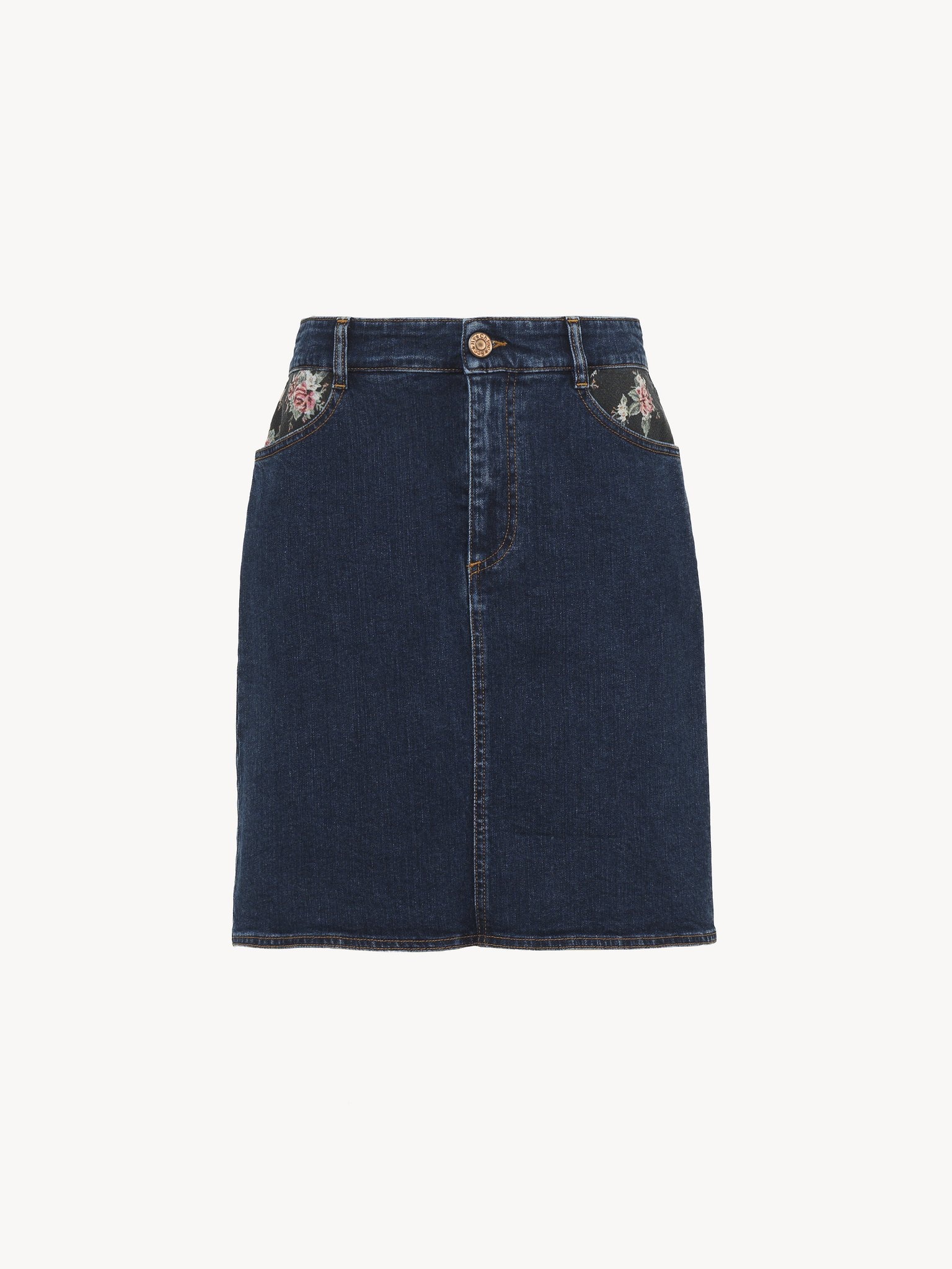 PRINTED DENIM MINI SKIRT - 4