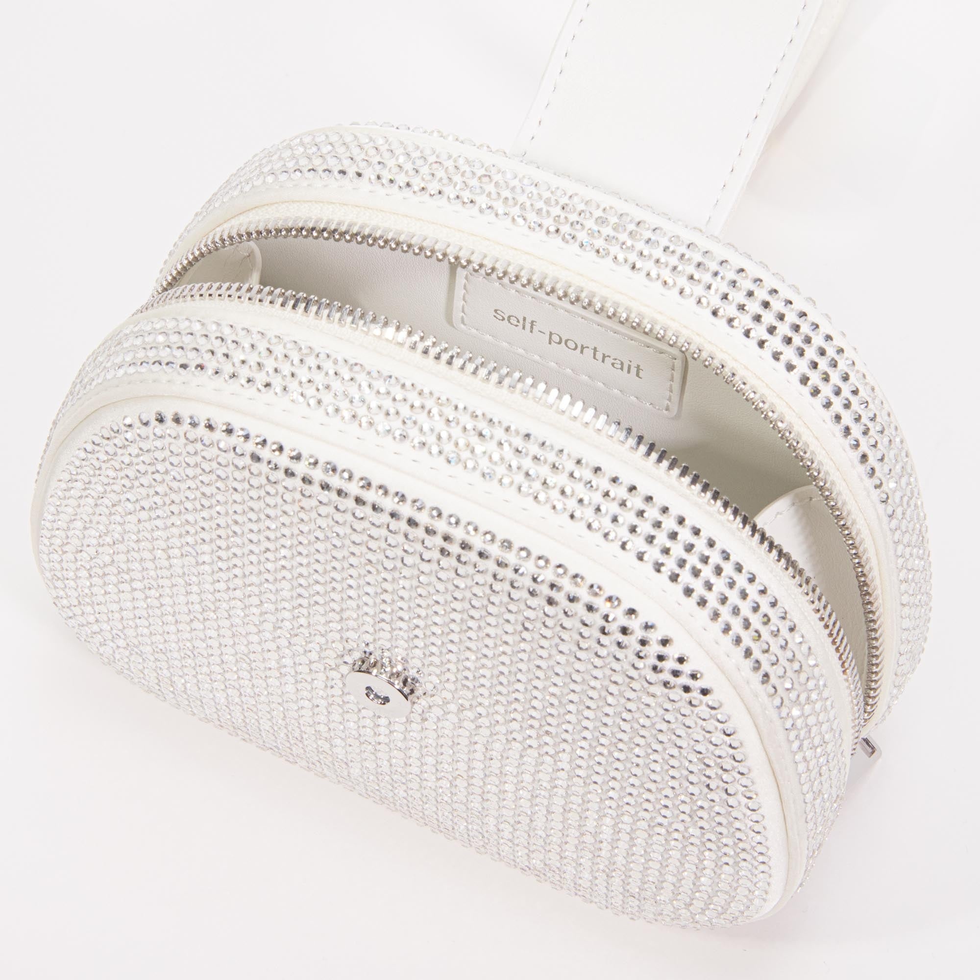 Cream Rhinestone Top Handle Micro Bag - 4