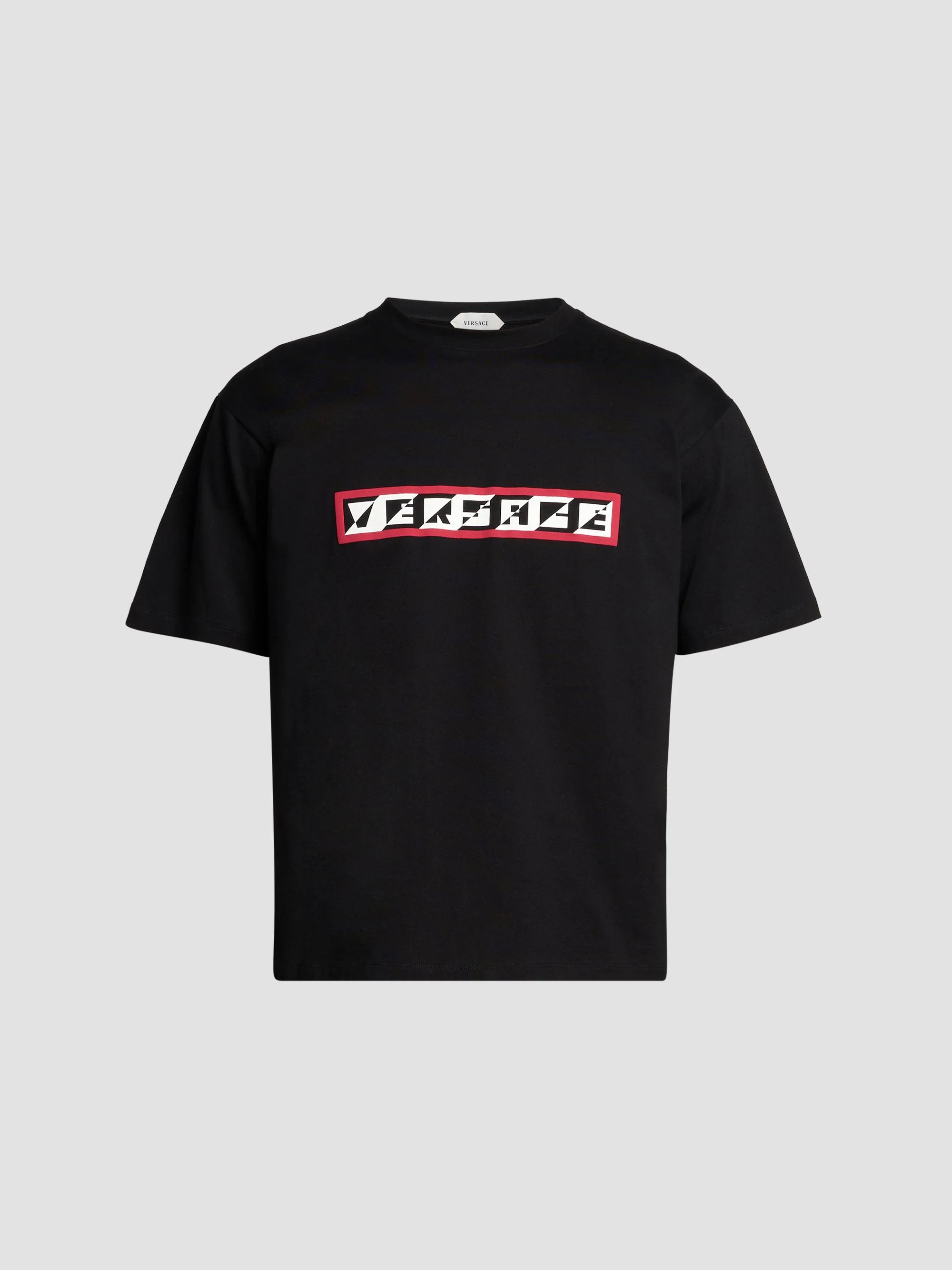 Men's Logo Cotton Crewneck T-Shirt - Black - 1