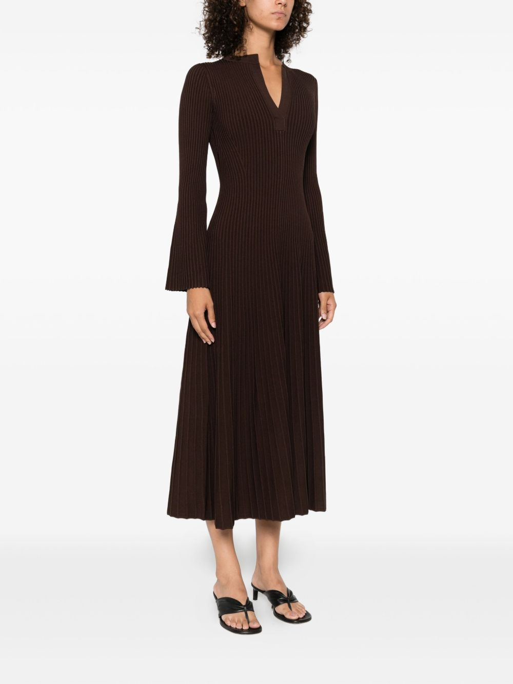 ribbed bell-sleeve dress - 3