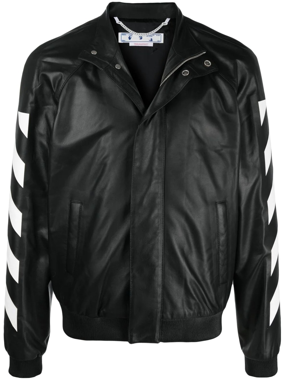 Diag-stripe leather jacket - 1