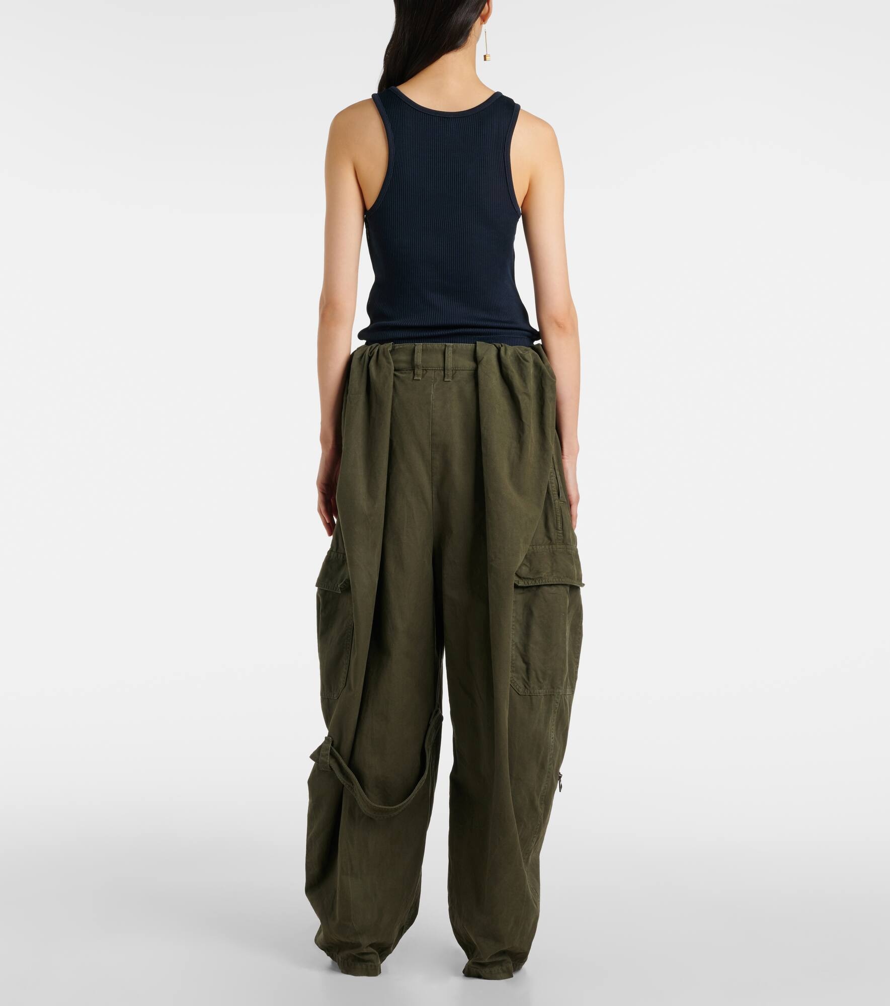 Anagram ribbed-knit silk jersey tank top - 3