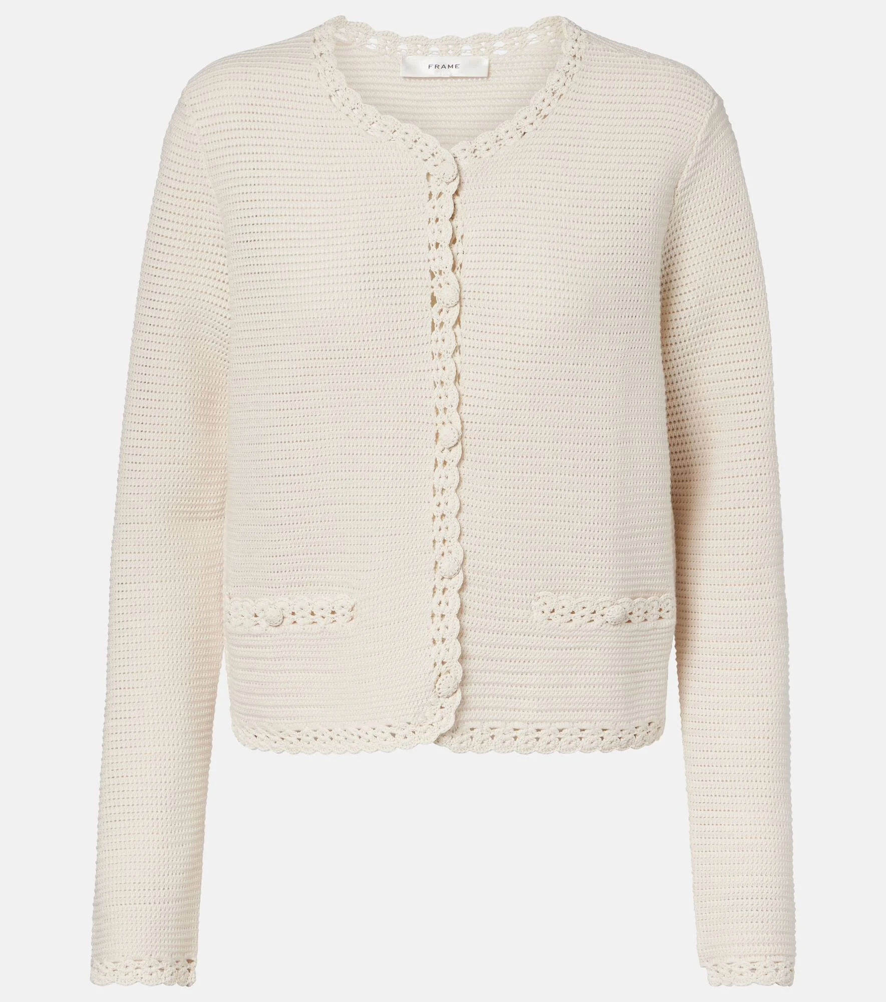 Crochet-trimmed wool-blend jacket - 1