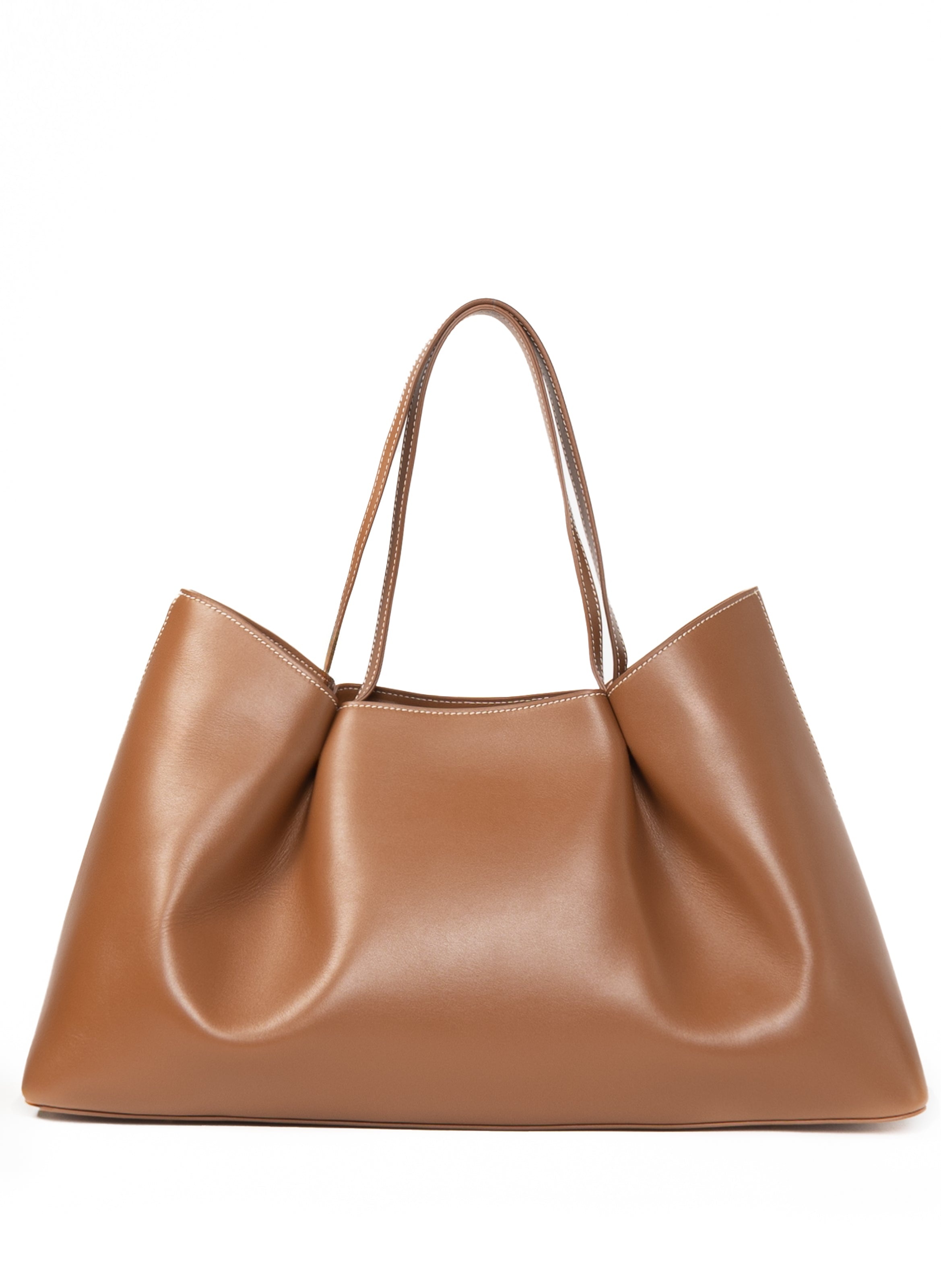 Dimple Tote Leather Cognac/White Stitches PRE-ORDER DELIVERY IN 3 WEEKS - 1