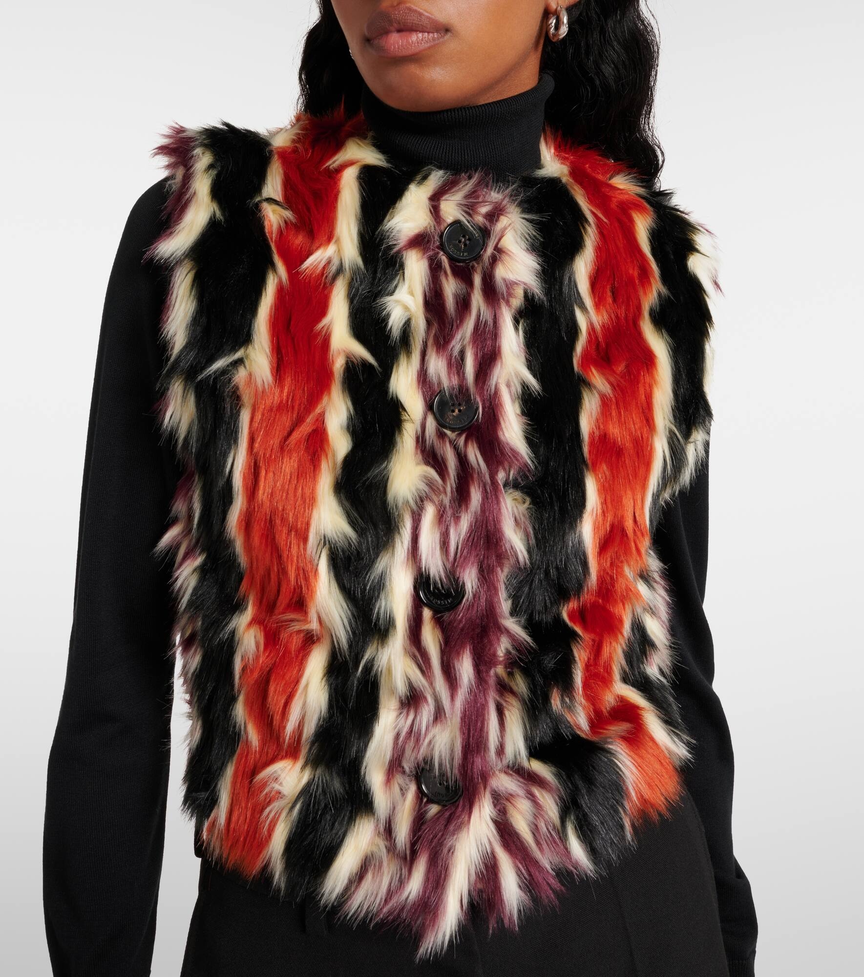Striped faux fur vest - 5