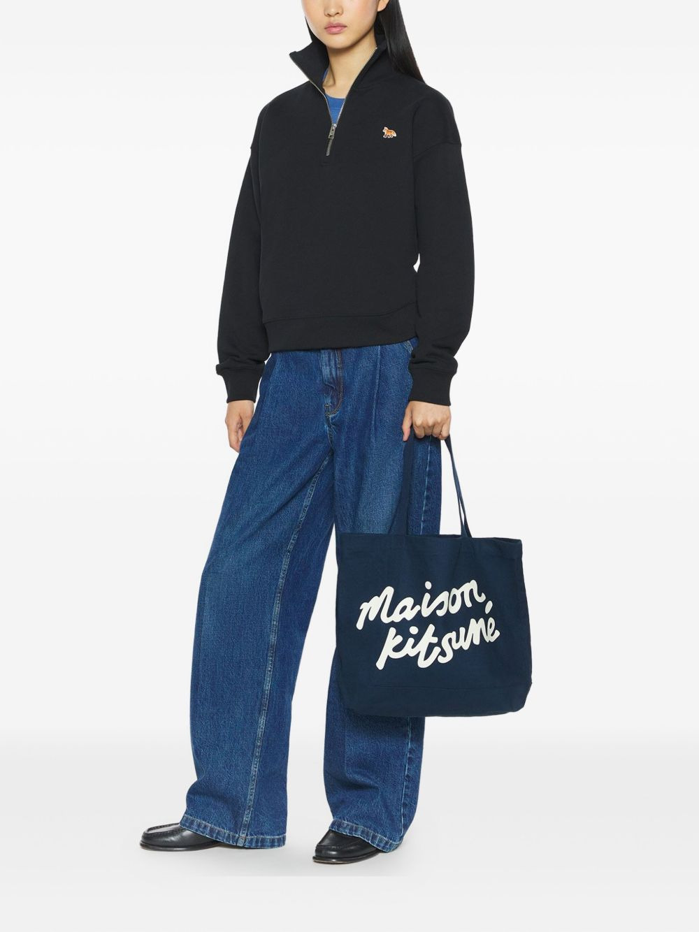 Profile Fox-embroidered half-zip sweatshirt - 2