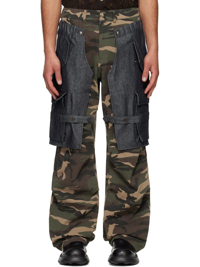 SSENSE Exclusive Navy & Khaki Raptor Layered Cargo Pants 1