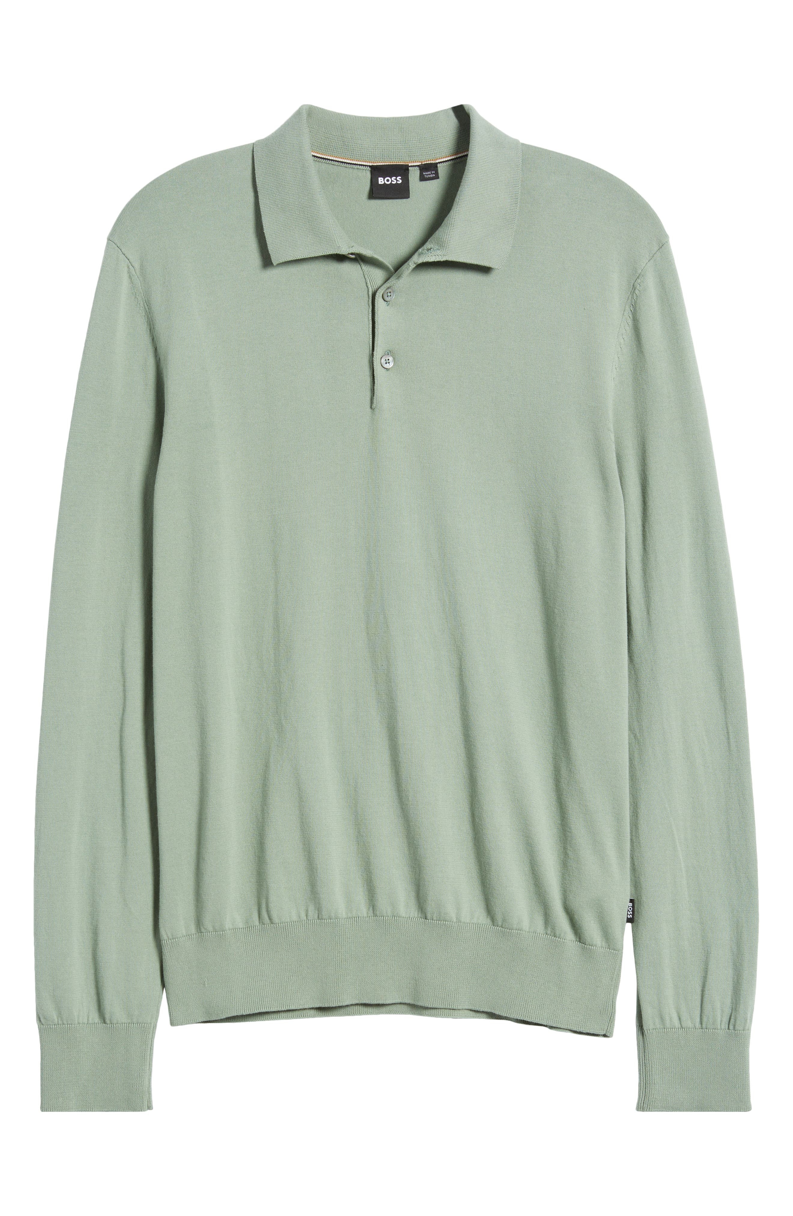 BOSS Gemello Cotton Polo Sweater in Light Green at Nordstrom - 5