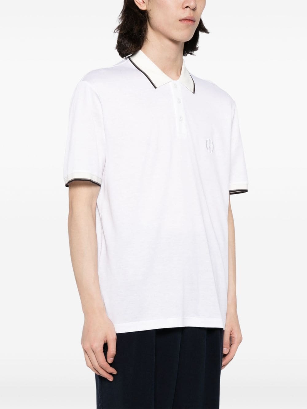 logo-embroidered polo shirt - 3