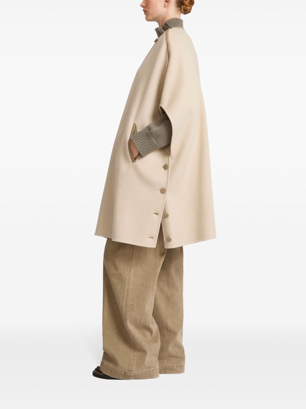 double-layer cashmere-blend cape - 2