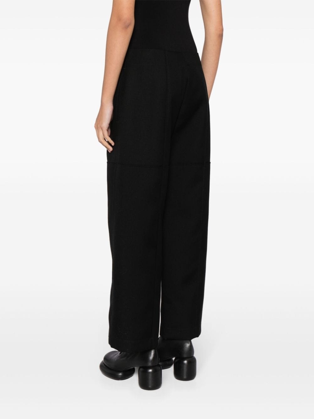 zip-embellished wool wide-leg trousers - 5