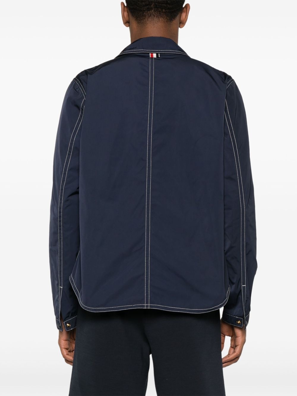 contrast-stitching shirt jacket - 4