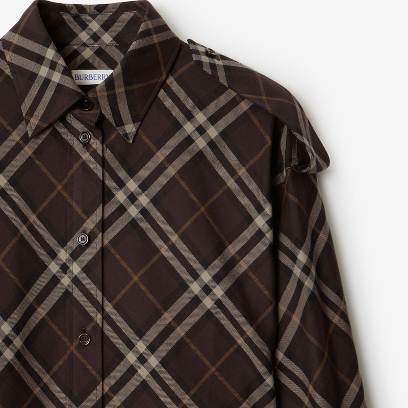 Check Cotton Flannel Shirt Dress 4