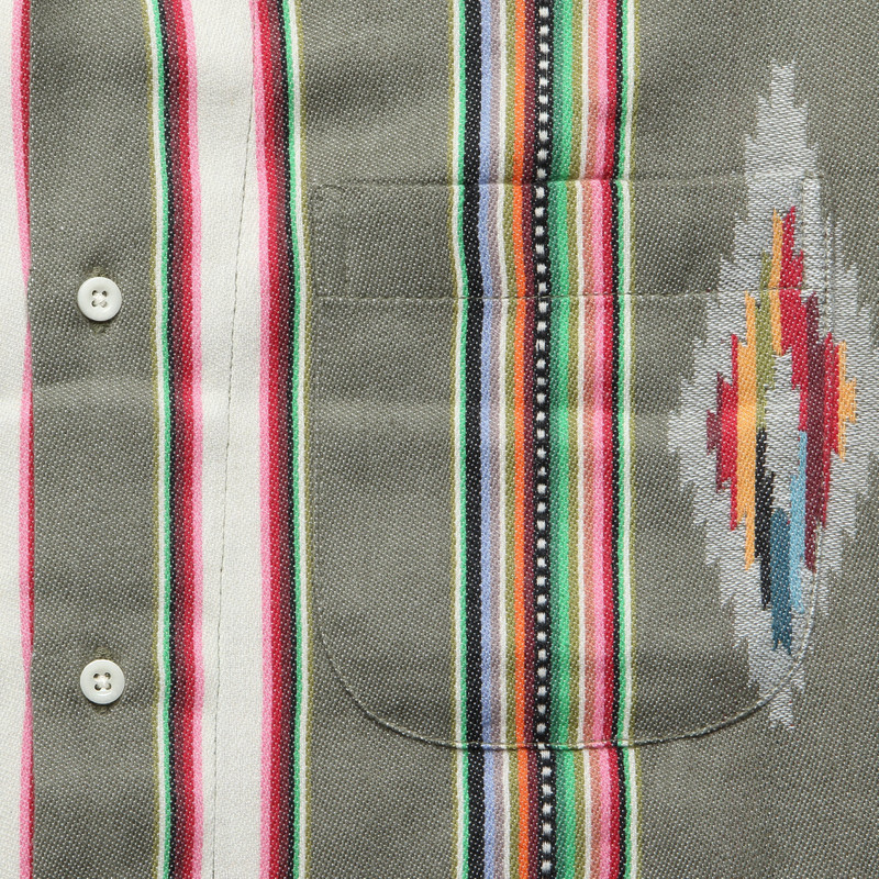 Handwoven Blanket Stripe Shirt - Olive 3