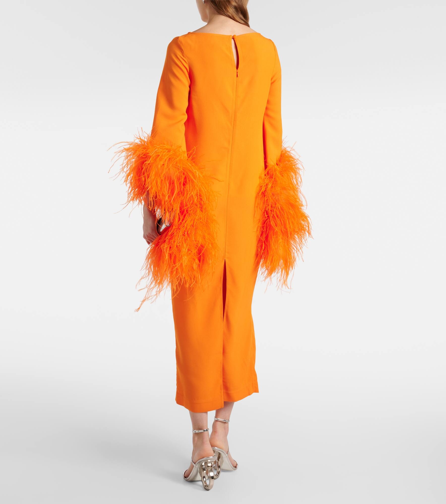 Del Lago feather-trimmed midi dress - 3