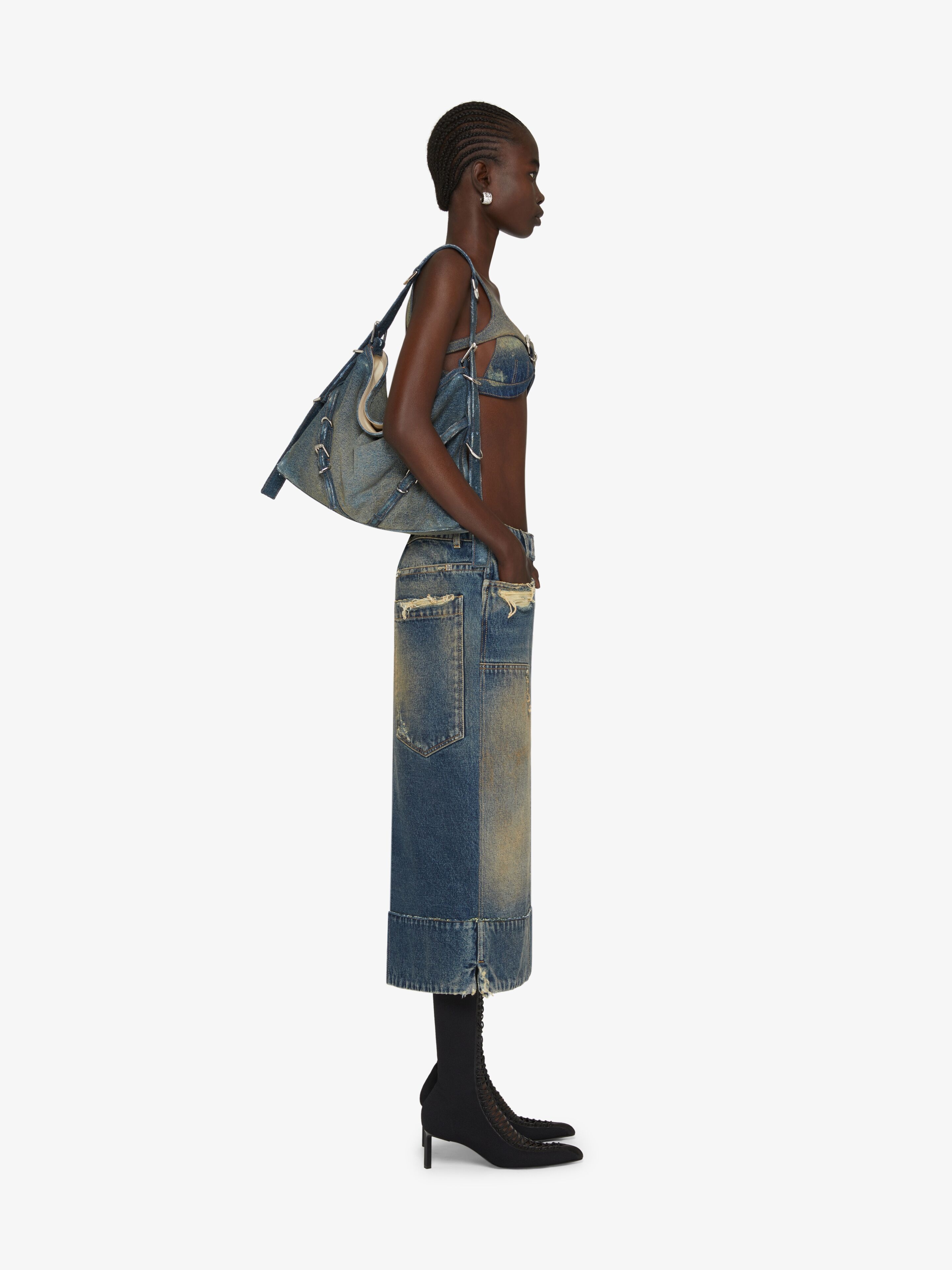 BRA TOP IN DENIM WITH CROSSED EFFECT - 3