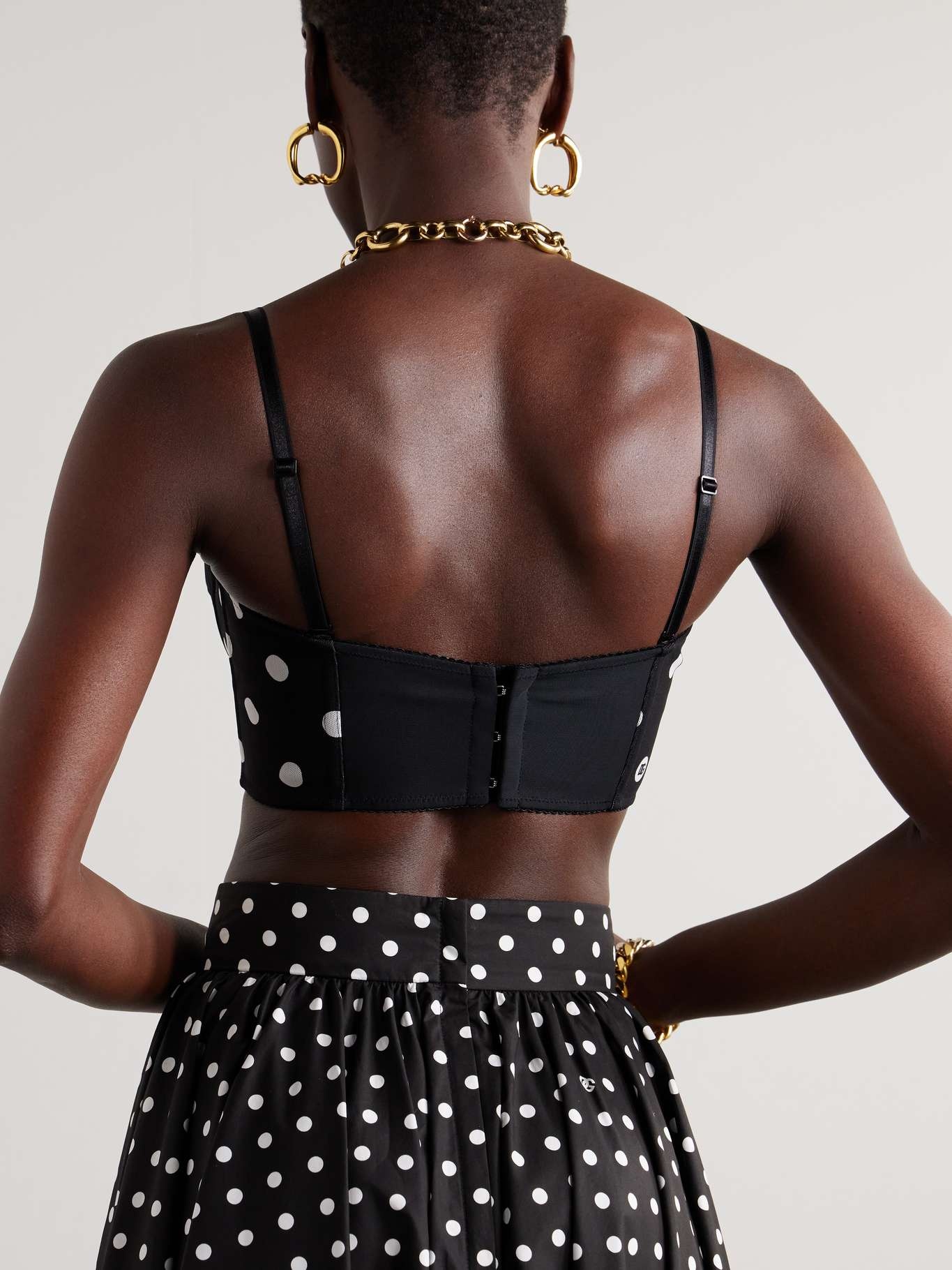 Printed polka-dot mesh bustier top - 3