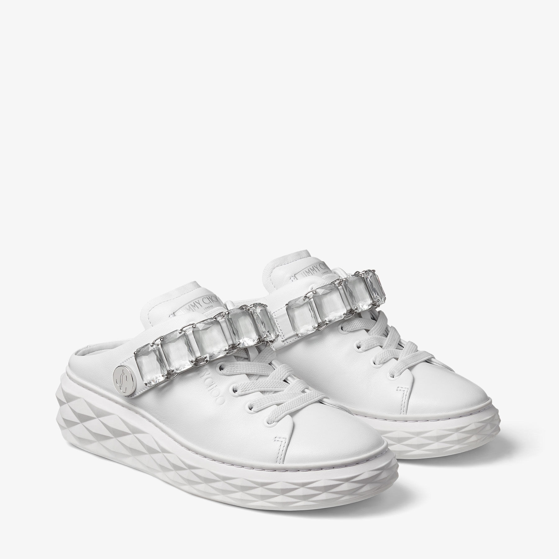 Diamond Maxi Crystal
White Nappa Leather Slipper Trainers with Crystal Strap - 5