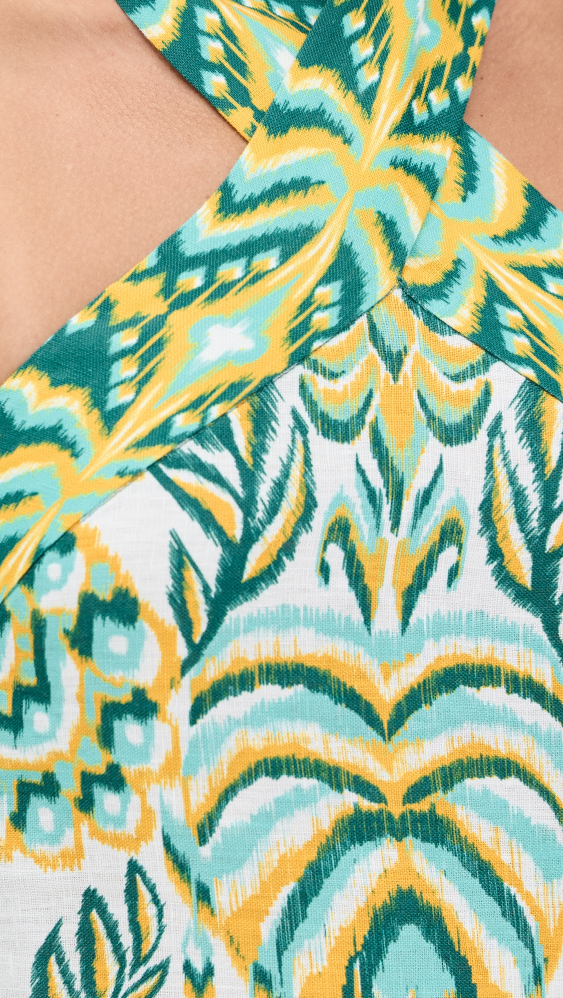 Tropical Tapestry Off-White Halter Neck Dress - 5