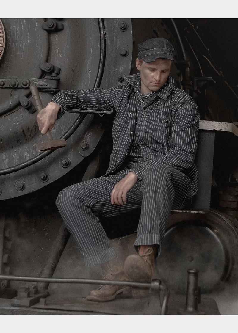 Indigo Dot-Stripe Twill Engineer Coat 6