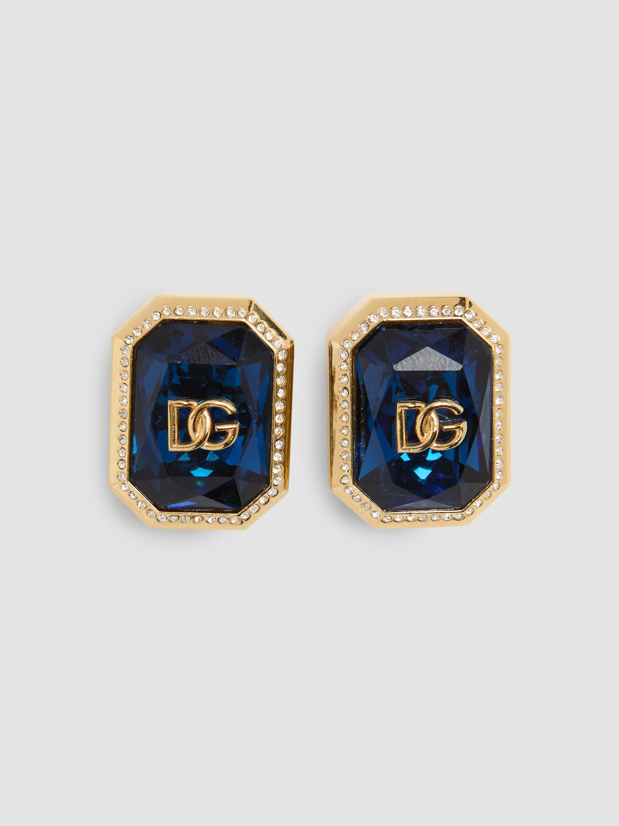 Women's Goldtone & Glass Crystal Monogram Stud Earrings - Blue - 1