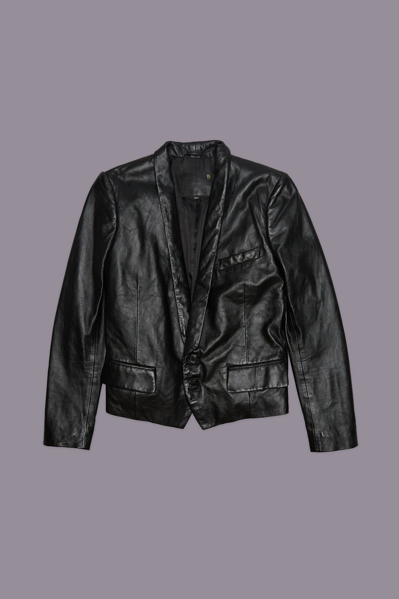 LEATHER SHRUNKEN BLAZER - 1
