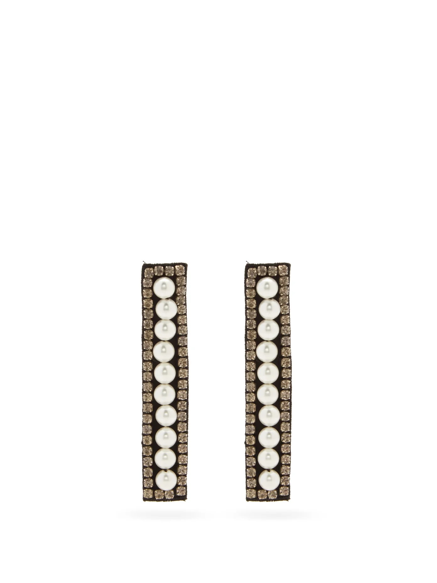 Faux-pearl & crystal-embellished drop earrings - 1