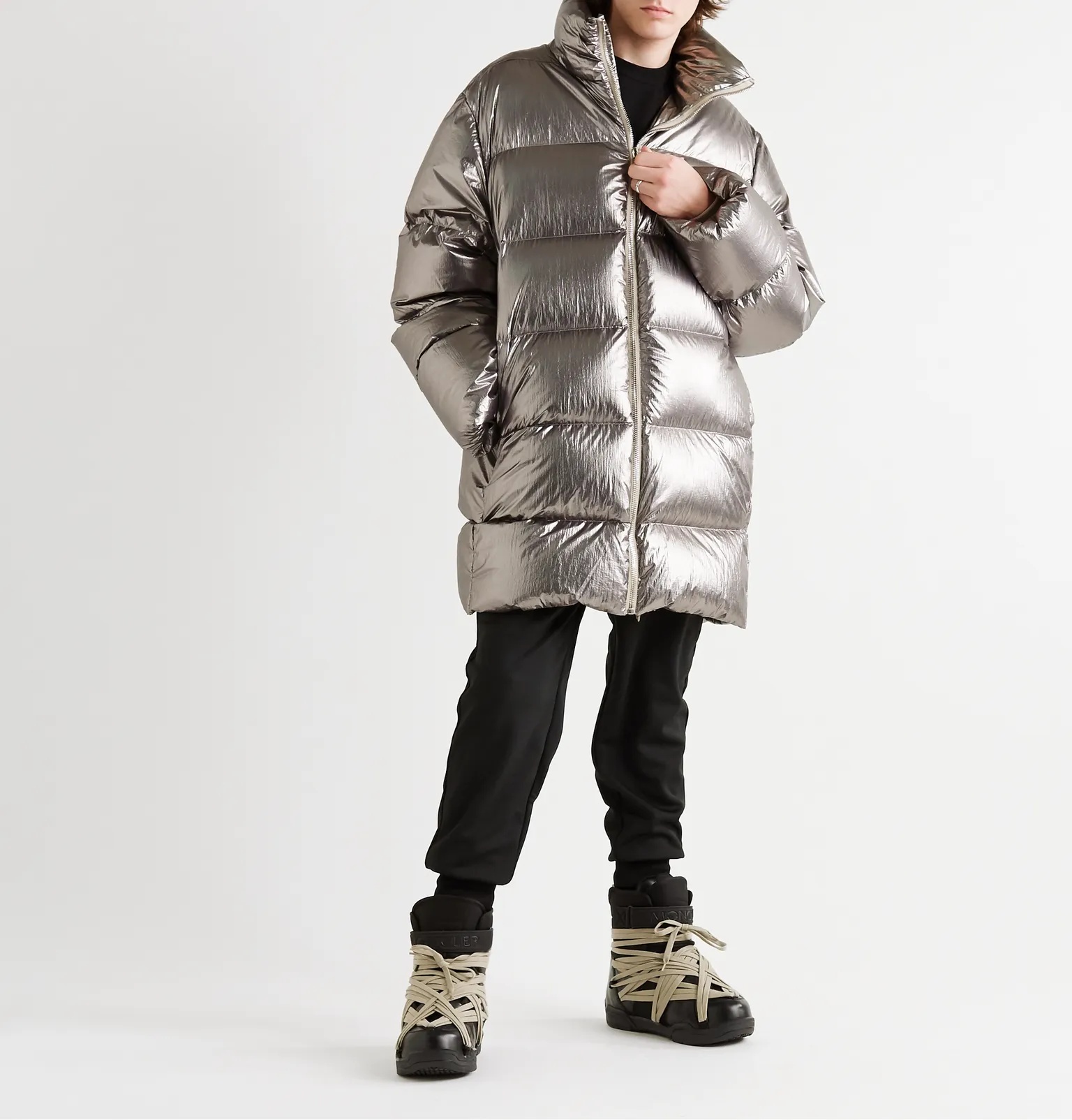 + Moncler Cyclopic Logo-Appliquéd Quilted Metallic Shell Down Coat - 2