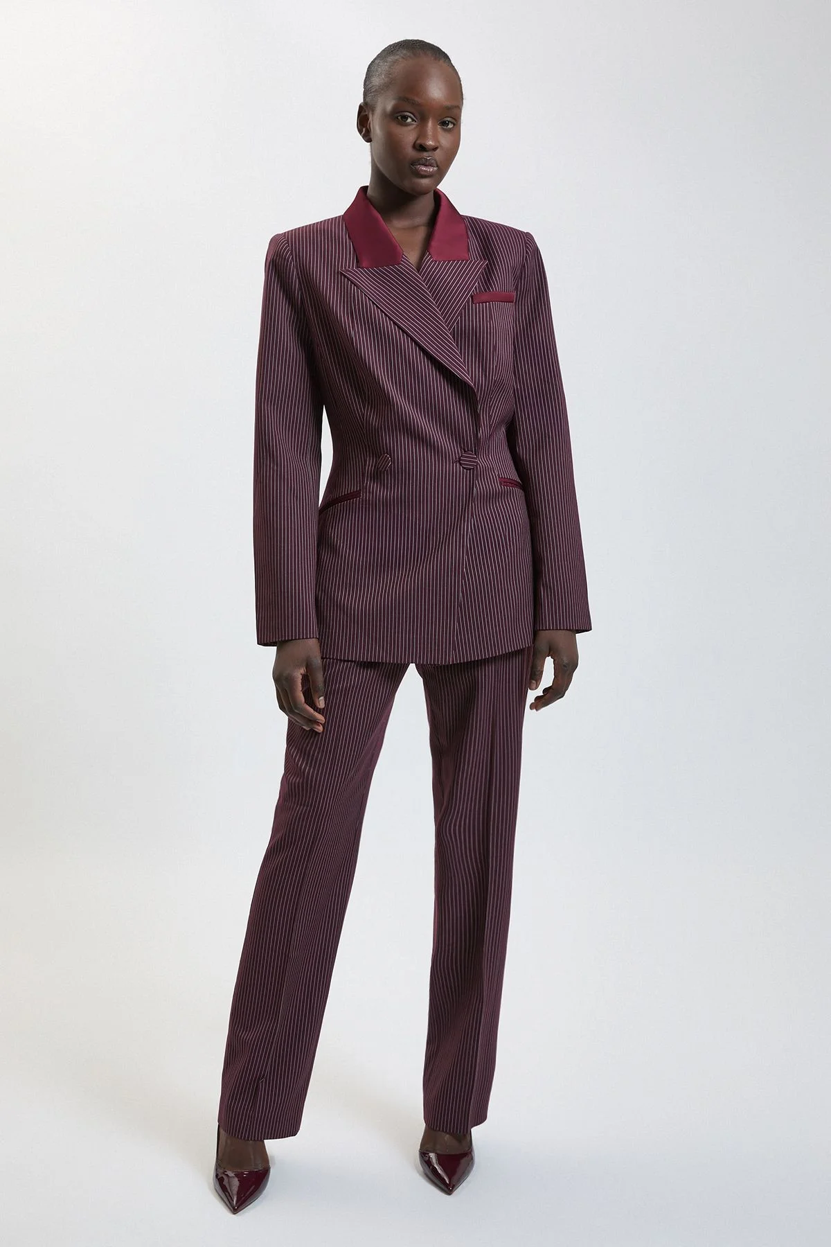 Pinstripe Tailored Wide Leg Trouser - 1