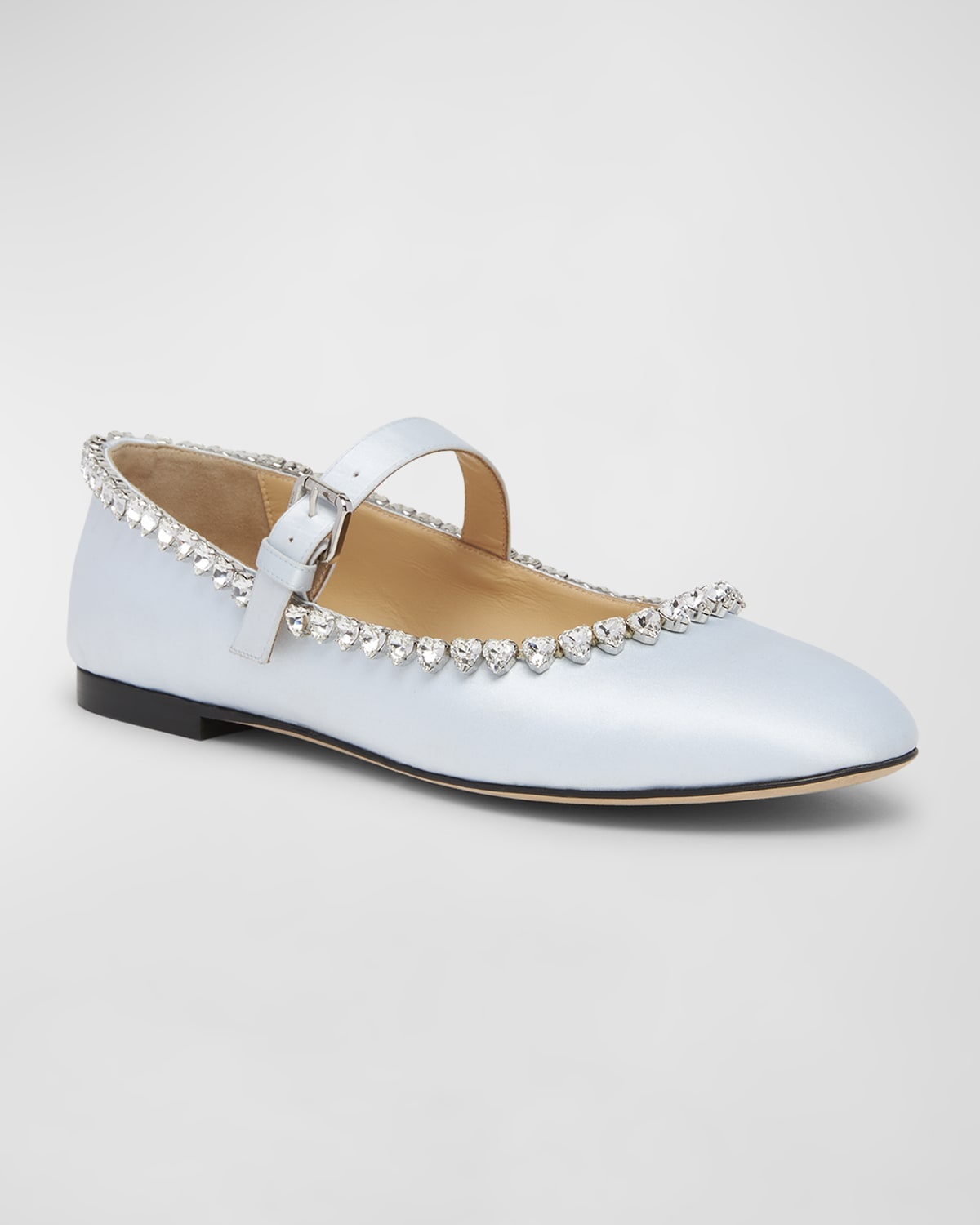 Audrey Leather Crystal Mary Jane Ballerina Flats - 2