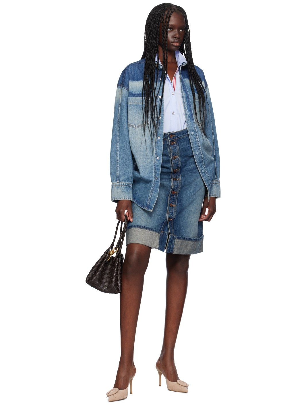 Blue Oversized Denim Shirt - 4