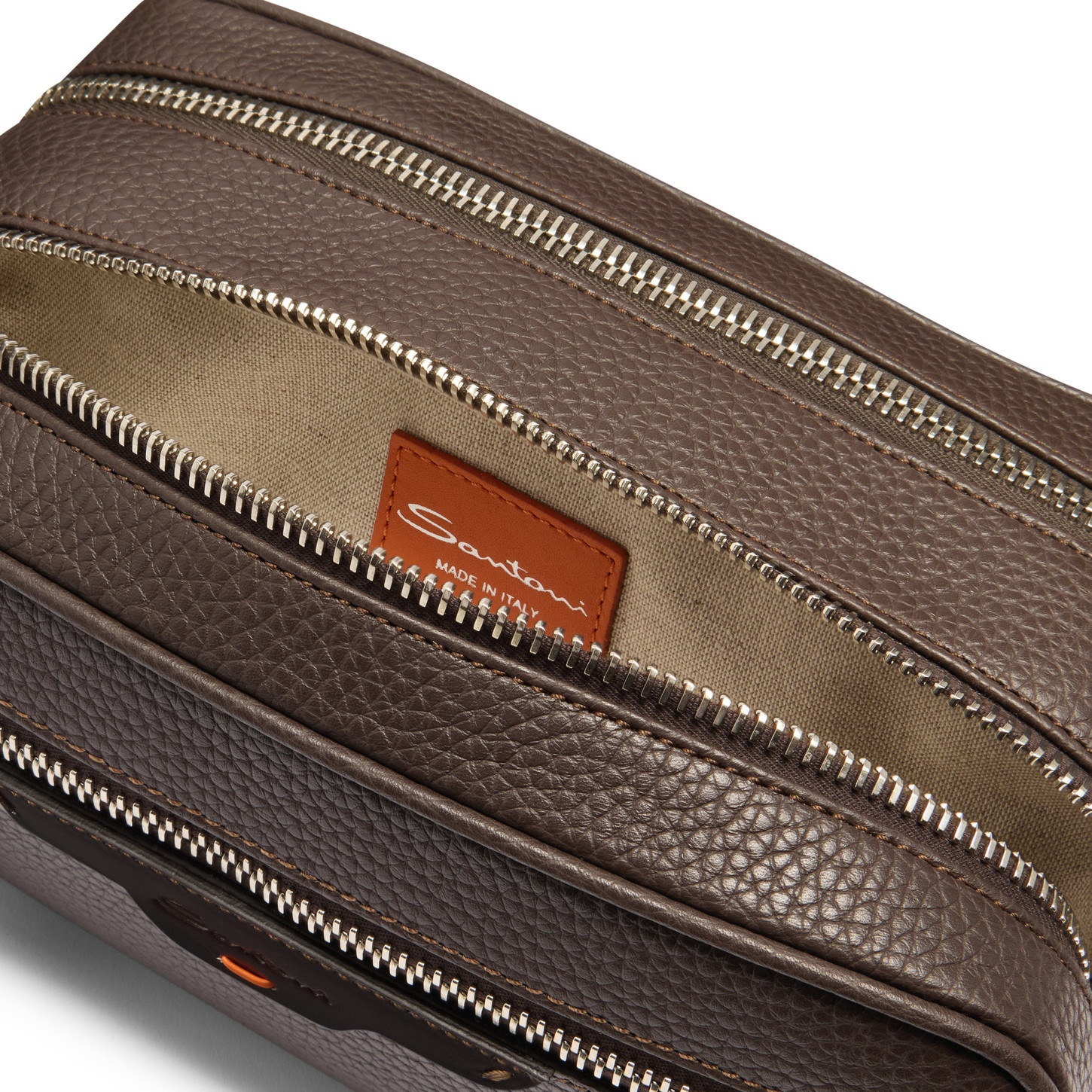 Dark brown tumbled leather beauty case - 5
