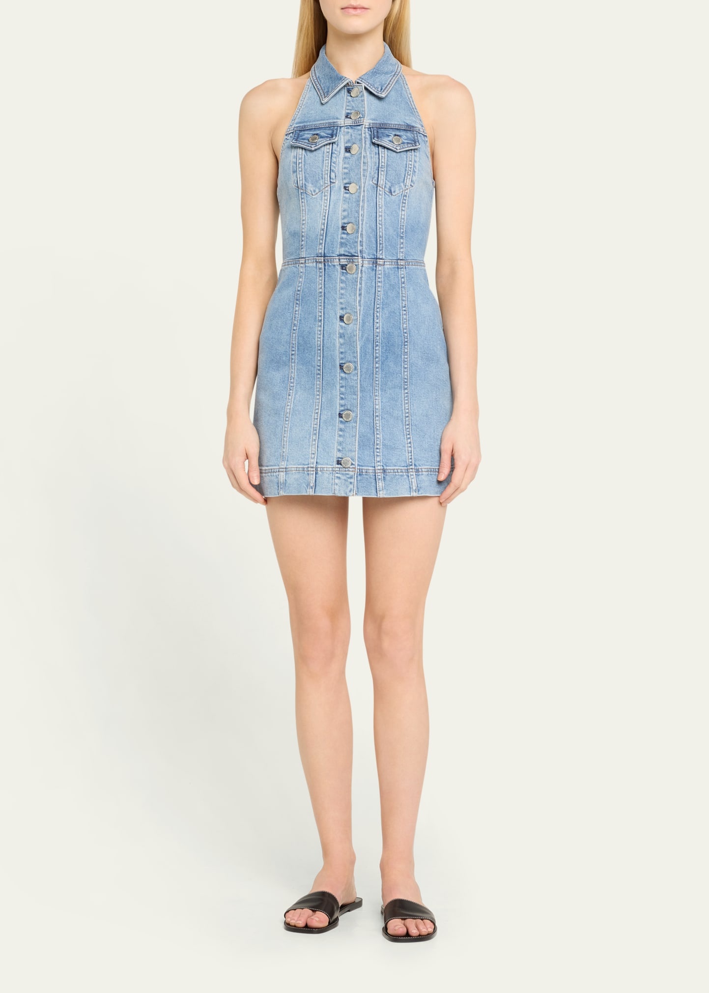Kendall Denim Halter Mini Dress - 2