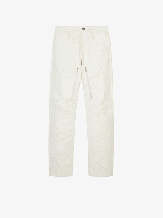 CRACKLED PAINTED JEANS WITH ZIPS - 1