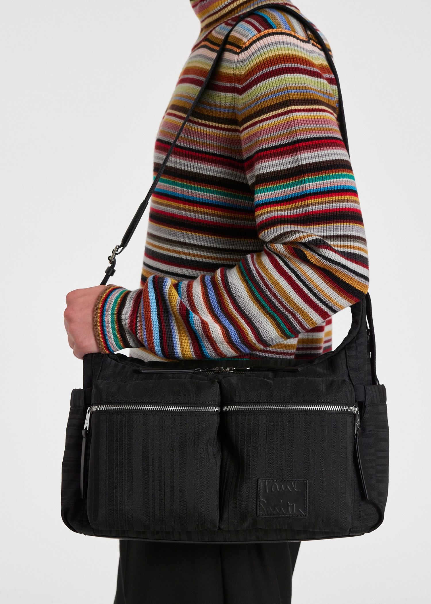 Black 'Shadow Stripe' Cross-Body Bag - 8
