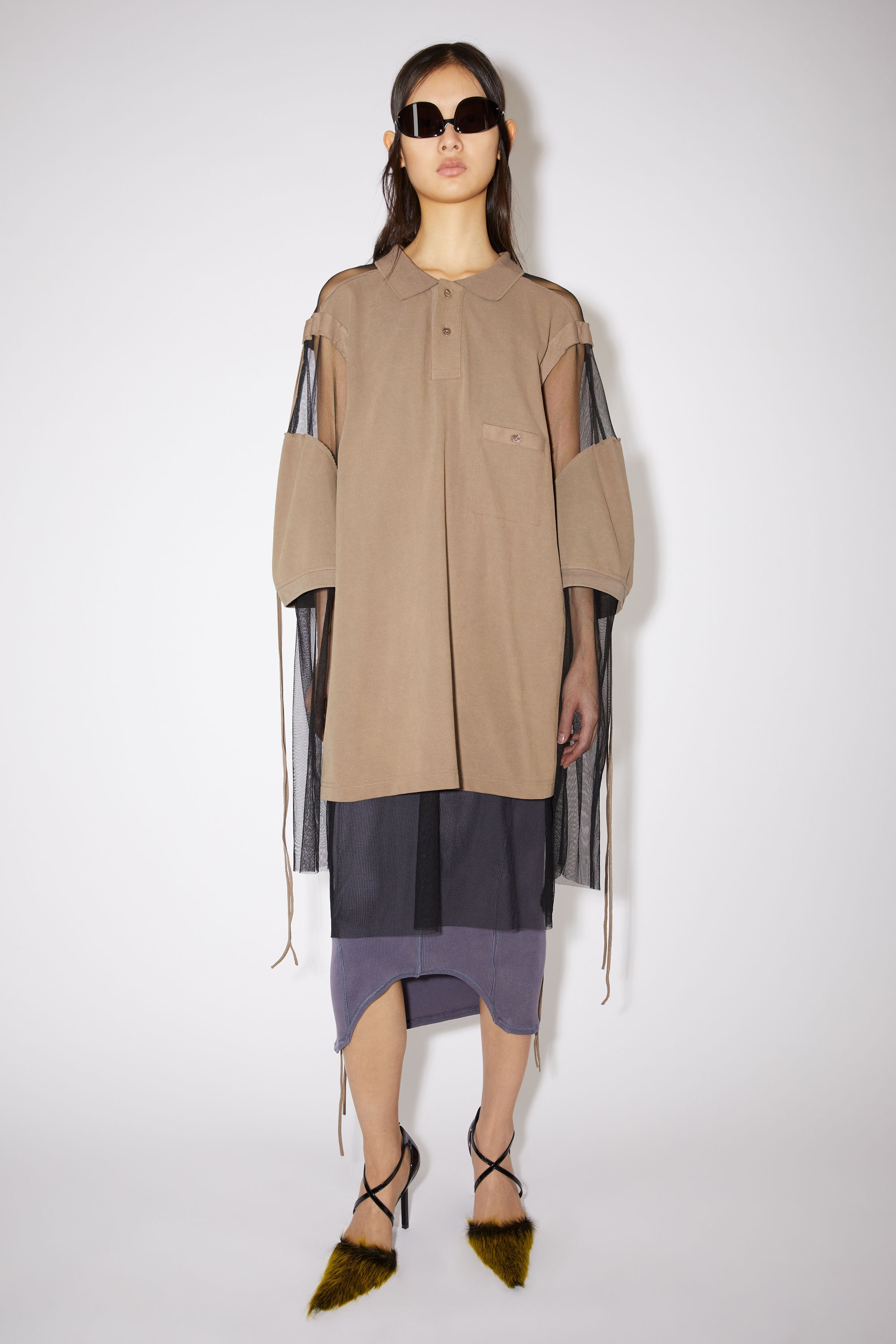 Polo tulle net dress - Taupe grey - 2