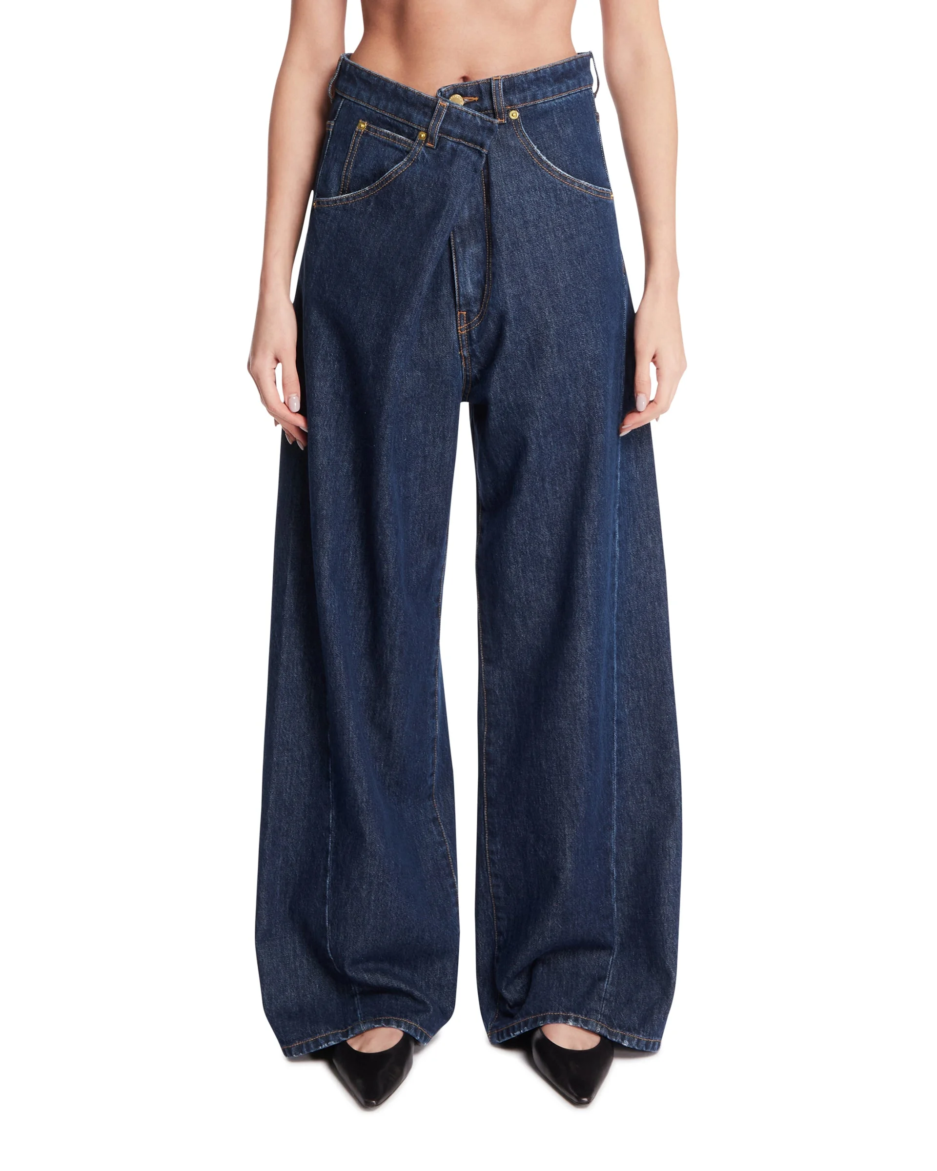Blue Ines Dark Cross-Front Jeans - 1