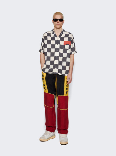 Rhude Silk Printed Broken Checker Shirt Black And White outlook