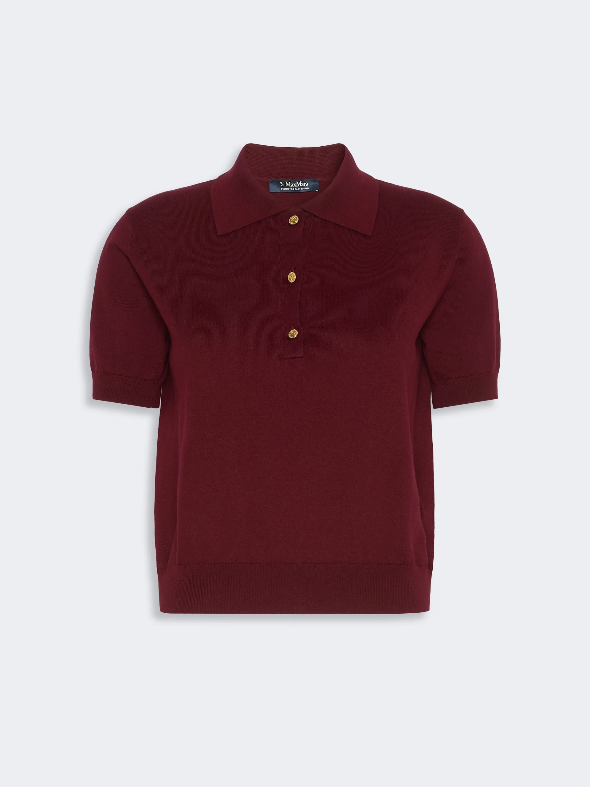 POMPOSA Polo shirt in cotton, silk and cashmere yarn - DARK RED - 1