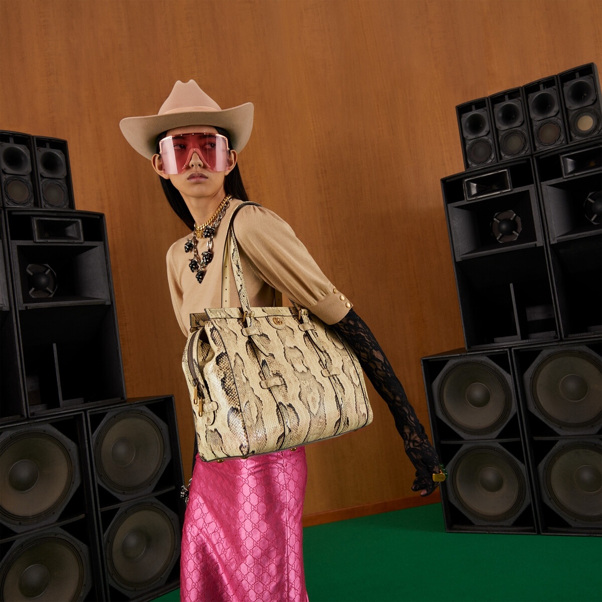 Python tote bag with Double G - 3