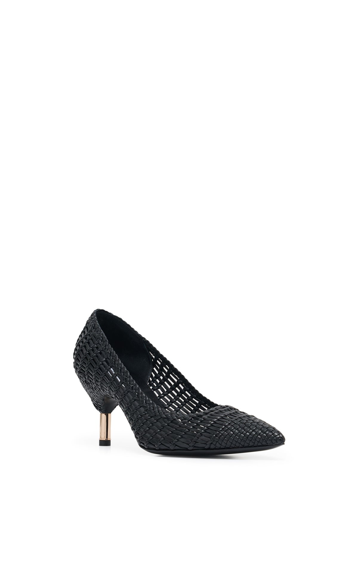 Andrea Braided Pump in Black Leather - 2