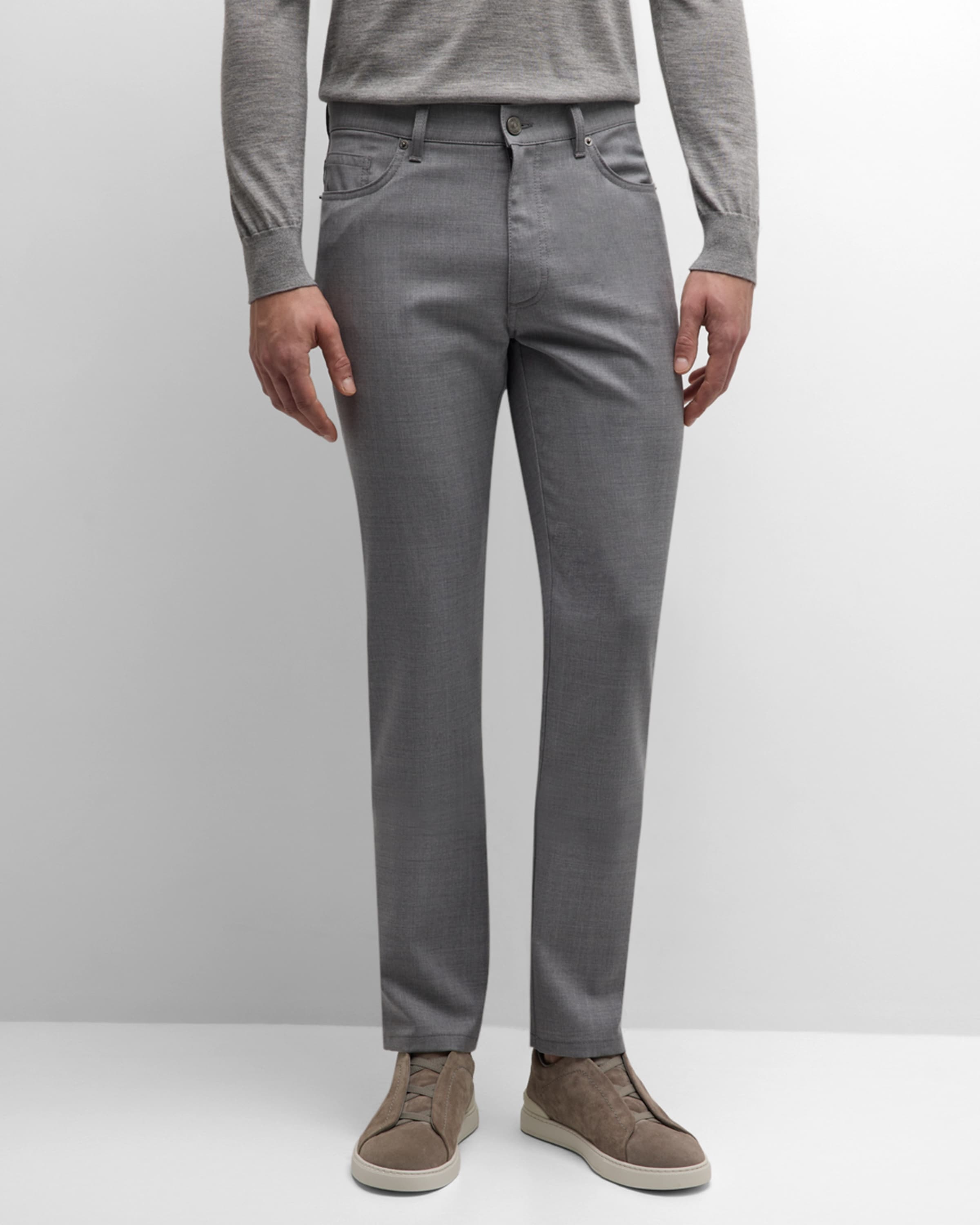 Men's Wool Straight-Leg 5-Pocket Pants - 1