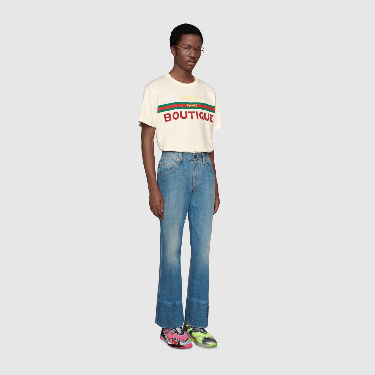 GUCCI BOUTIQUE Tシャツ Gucci Boutique Print Cotton T-shirt White Men's - US