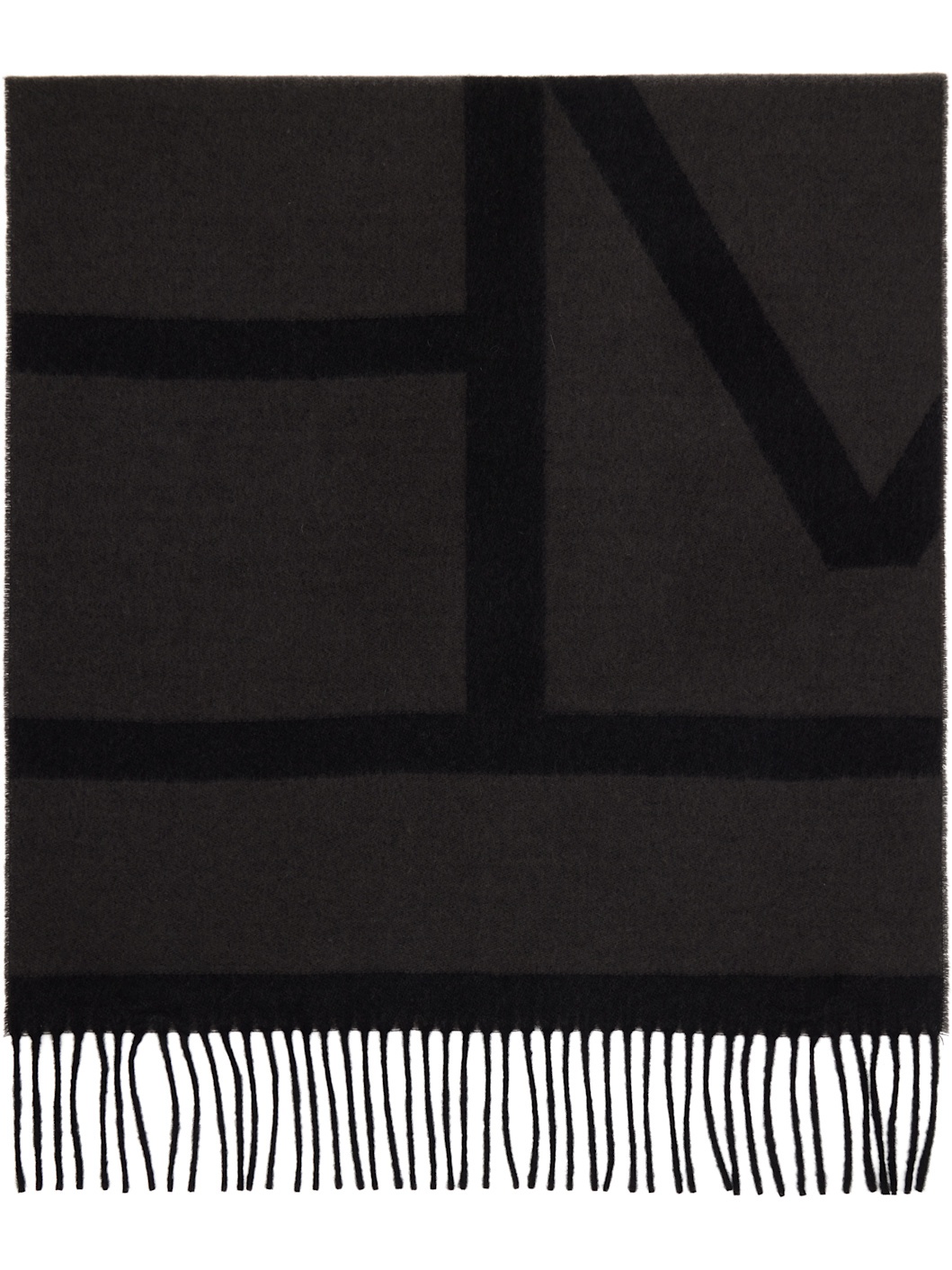 Black Monogram Jacquard Wool Scarf - 2