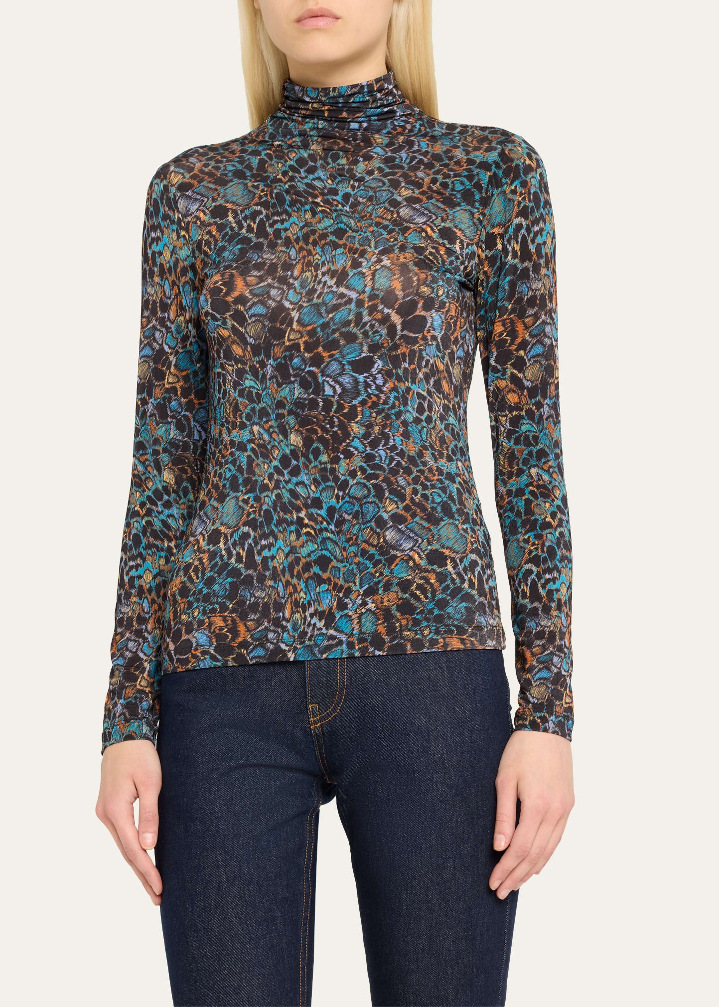 Aurelia Printed Turtleneck Long-Sleeve Top - 4