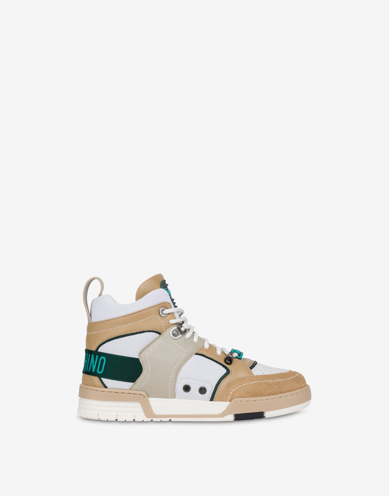 Moschino STREETBALL CALFSKIN HIGH-TOP SNEAKERS outlook