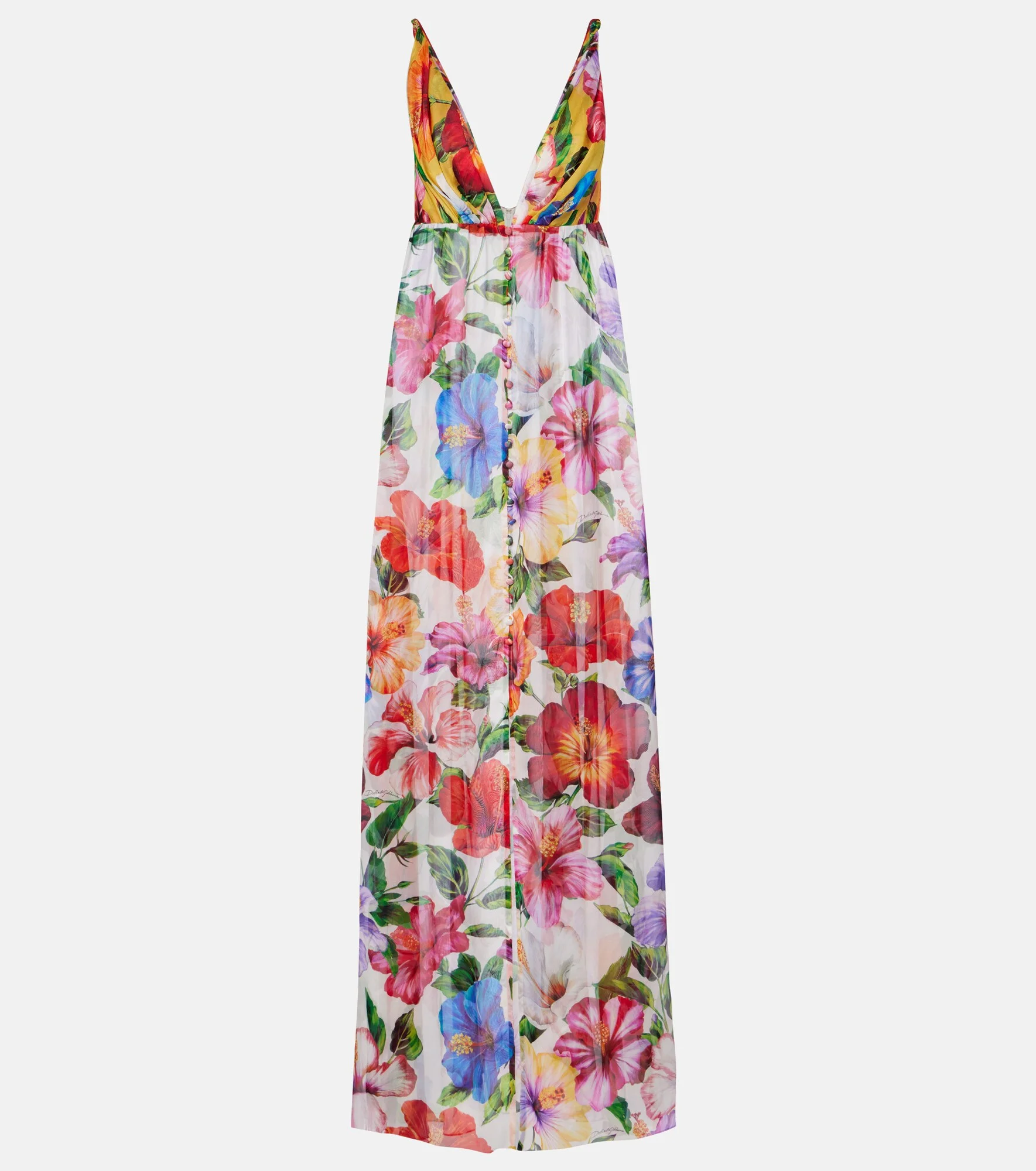 Floral silk chiffon top - 1