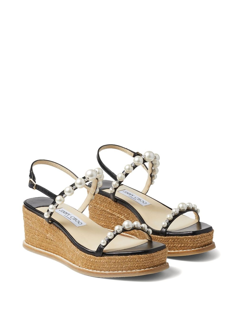 JIMMY CHOO Amatuus pearl-embellished 60mm wedge sandals